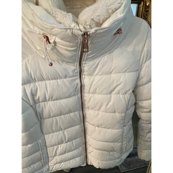Zara Warm Insulated Puffer Jacket Sz  L - XL Ivory - Picture 4 of 11